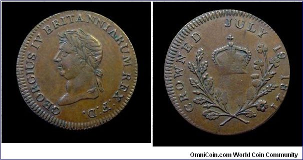 George IV crowned - medal - AE - 22 mm.