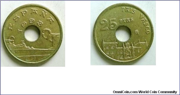 25 pesetas,
M mint mark (Madrid)