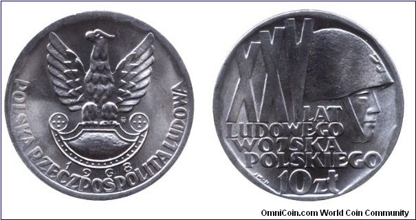 Poland, 10 zlotych, 1988, Cu-Ni, 25th Anniversary of the Polish Army.                                                                                                                                                                                                                                                                                                                                                                                                                                               