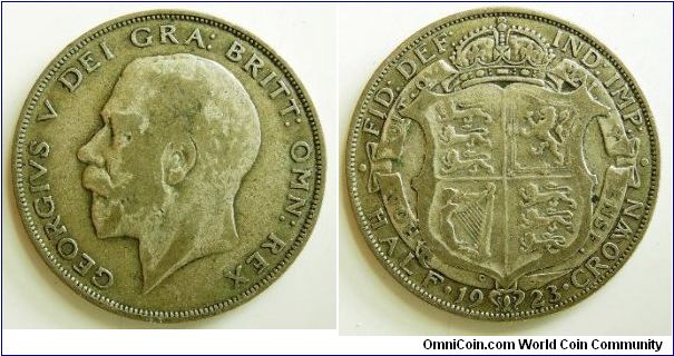 1923, Great Britain Half Crown, 
George V, 
Spink 4021A.