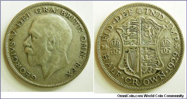 1929, Great Britain Half Crown, 
George V, 
Spink 4037.