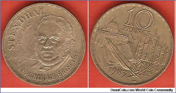 10 francs
200th anniversary of Stendhal, writer
nickel-bronze