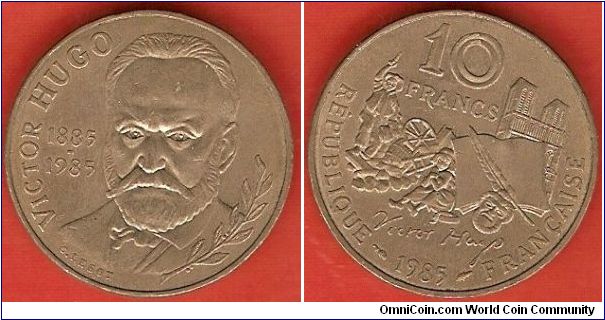 10 francs
centennial death of Victor Hugo, writer
nickel-bronze