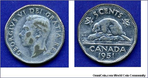 5 cents.
George VI (1936-1952) Rex.


Nicel plated steel.