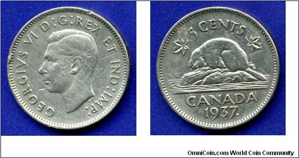 5 cents.
George VI (1936-1952).


Cu-Ni.