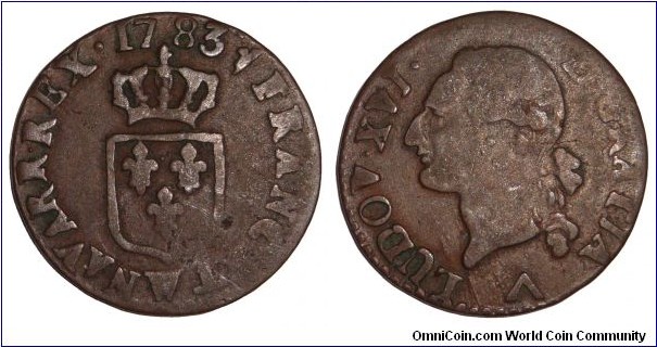 FRANCE~1 Liard 1783. Under King: Louis XVI.