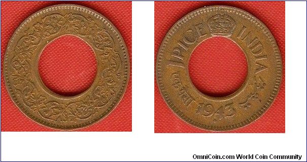 British India
1 pice
round crown
bronze
Bombay Mint