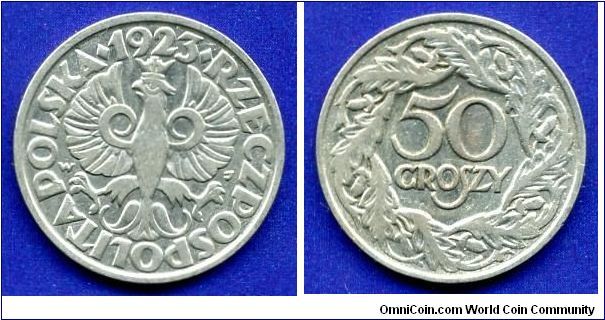 50 groszy.
Rechpospolita.
The old coat of arms, the date above.
Warszaw mint.


Cu-Ni.