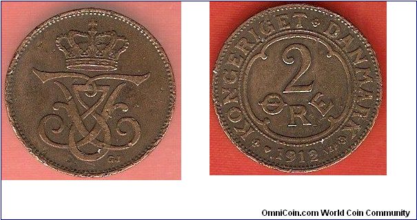 2 ore
crowned monogram of Frederik VIII
bronze