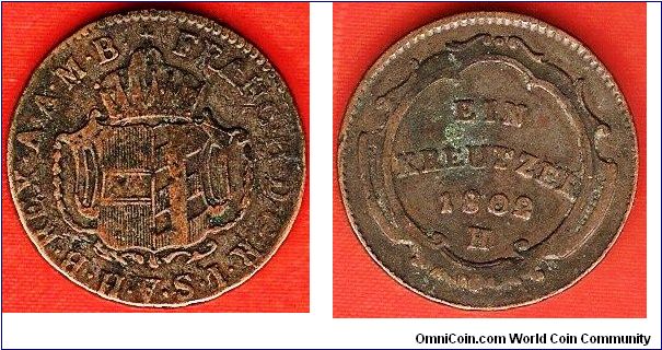 Further Austria
1 kreutzer
in the name of Franz II, emperor
copper
Gunzburg Mint