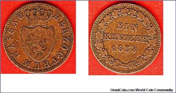 Duchy of Nassau
1 kreuzer
copper