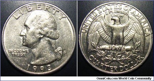 US 1993 quarter, mintmark D.
