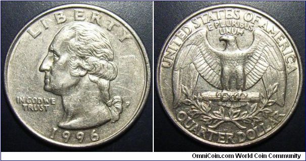 US 1996 quarter, mintmark P.