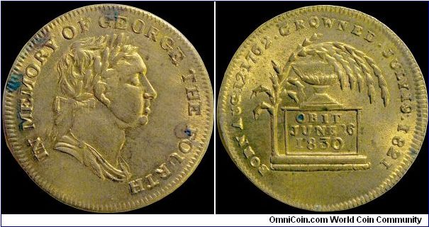 Death of George IV, Great Britain.

A pretty common medal.                                                                                                                                                                                                                                                                                                                                                                                                                                                        