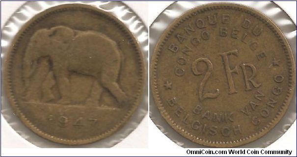 2 Francs Belgian Congo