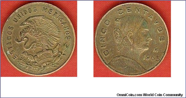 Estados Unidos Mexicanos
5 centavos
Josefa Ortiz de Dominguez
brass