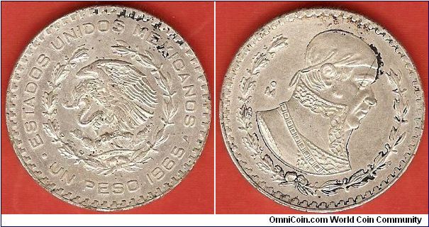1 peso
Jose Maria Morelos y Payon
0.100 silver