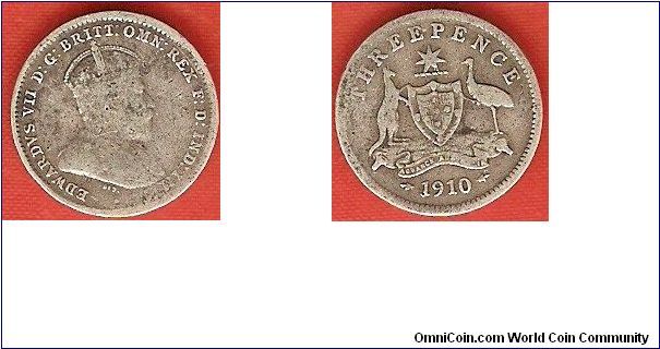 3 pence
Edward VII, king and emperor of India
0.925 silver