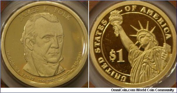 James K Polk, 11 US president.  Known for securing the Oregon territory and finishing the Spanish American war.  26.5 mm, Mn-Brass