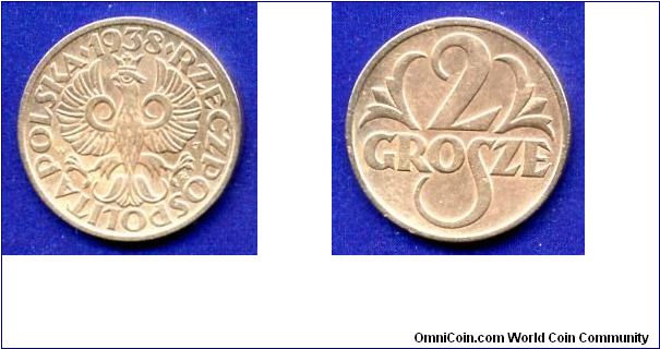 2 grosze.
Rechpospolita.
'W'- Warszaw mint.


Br.