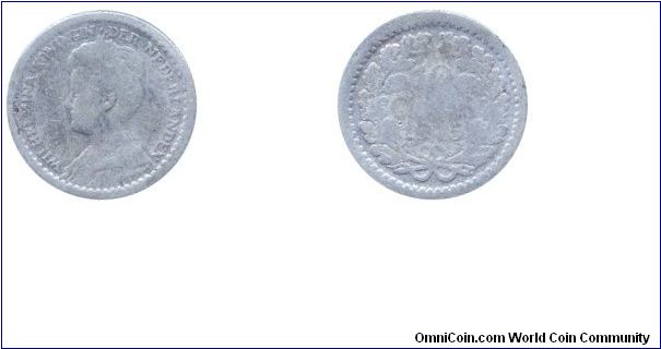 Netherlands, 10 cents, 1915, Ag, 15mm, 1.4g, Queen Wilhelmina.                                                                                                                                                                                                                                                                                                                                                                                                                                                      