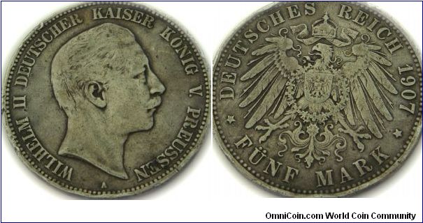 obverse: Kaiser Wilhelm 
reverse : German eagle