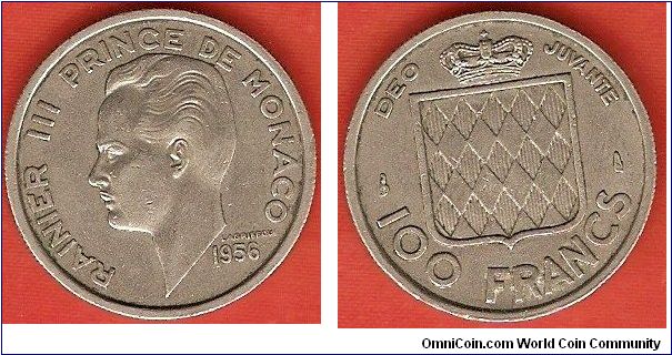 100 francs
Rainier III, prince of Monaco
copper-nickel