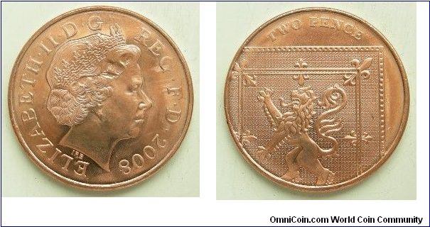 2 Pence, 
Elizabeth II, 
4th Portrait, 
Spink Ref: 4700