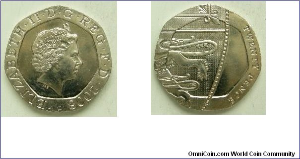 20 Pence, 
Elizabeth II, 
4th Portrait, 
Spink Ref: 4630