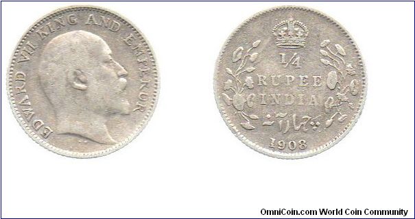 1908 1/4 Rupee