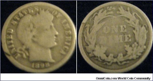 a fairly good 1898 dime