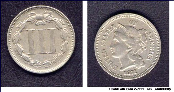 1871  3 cents