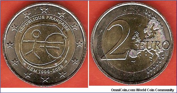 2 euro
10th anniversary of the European Monetary Union 1999-2009
bimetal coin