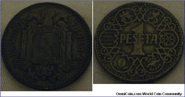 a 1944 1 peseta, lovely design