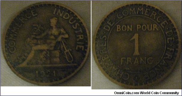 chamber of commerce 1 franc coin