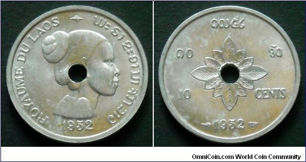 10 cents.
Kingdom of Laos