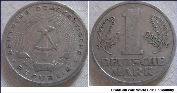1 mark from DDR, 1956, condition is good, no signs of wear, no lustre though