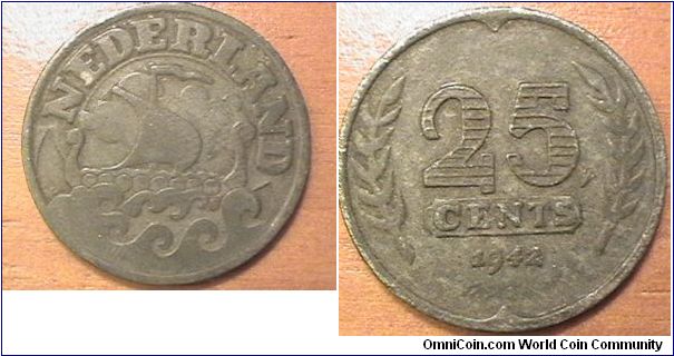 NEDERLAND, 25 CENTS,
Zinc