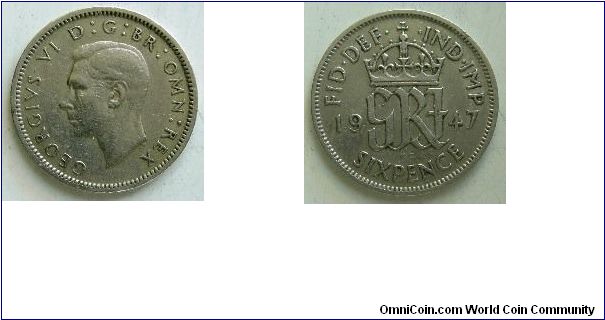 Sixpence, 
George VI, 
Spink ref: 4105