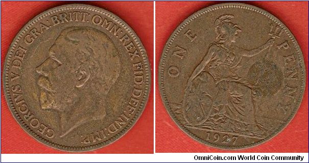 1 penny
Georgius V Dei Gra. Britt. Omn. Rex Fid. Def. Ind. Imp.
Brittannia facing right
bronze