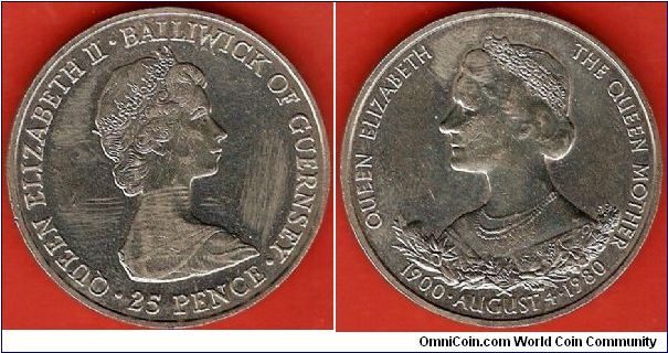 25 pence
Queen Elizabeth the Queen Mother's 80th birthday
1900-August 4-1980
copper-nickel