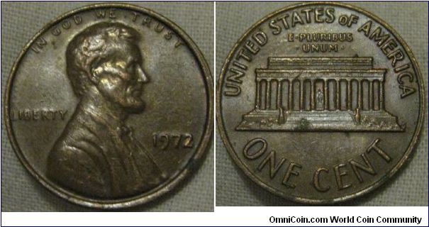 a nice 1972 cent, toned, nice reverse