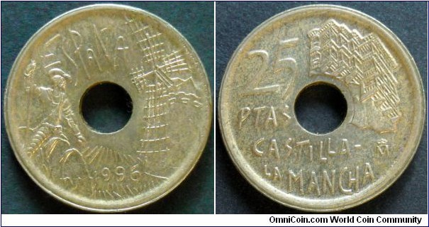 25 pesetas.
Don Quixote and Castle
of La Mancha