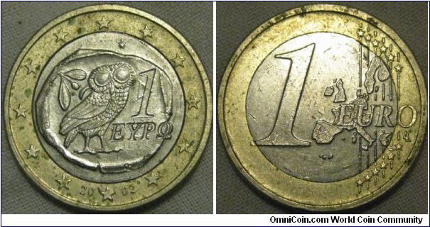 2002, greek euro, minted in greece 61,500,000 minted.