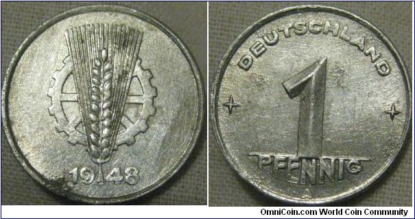 AUNC DDR 1 pfennig A mintmark, gorgeous coin