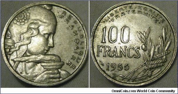 lustrous AUNC/EF 1955 100 francs