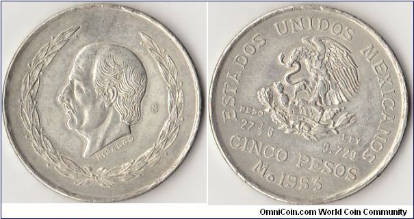 5 Pesos
Estados Unidos Mexicanos Mo 1953