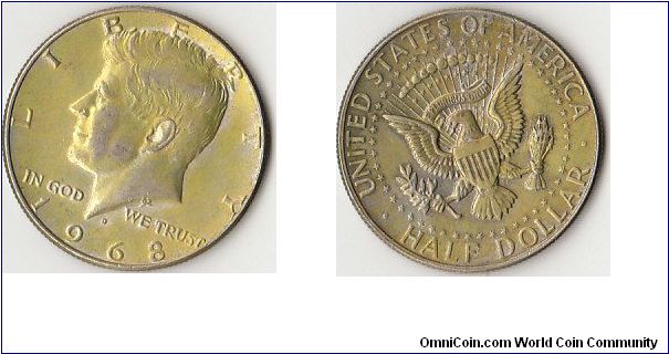 Kennedy 
Half Dollar 1968D