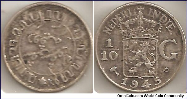1/10 Gulden Netherlands Indies