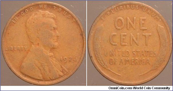 1926 One cent.

Collected from circulation around 1963.                                                                                                                                                                                                                                                                                                                                                                                                                                                           